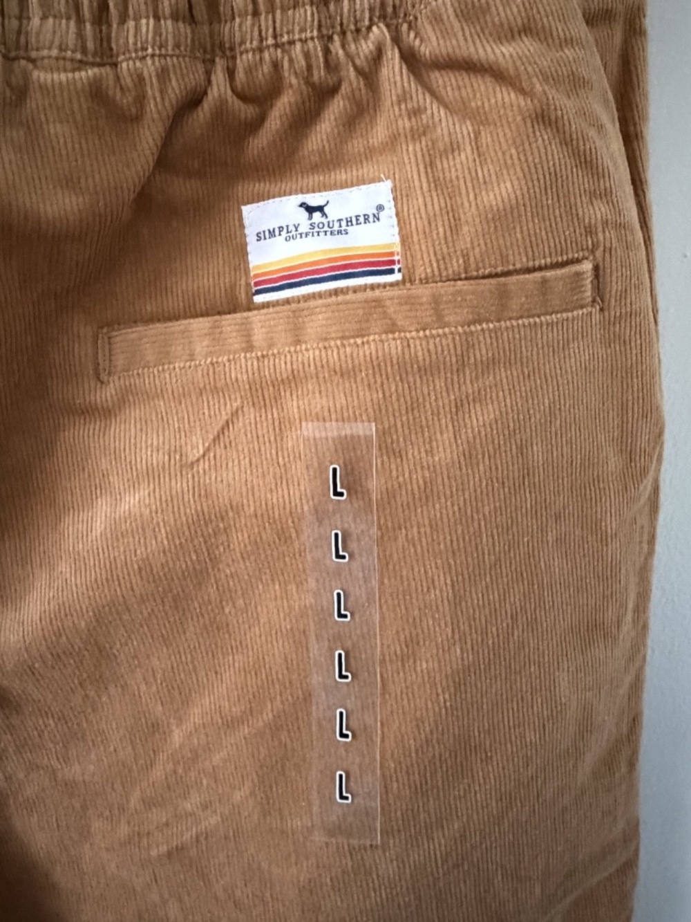 NWT Simply Southern Corduroy Pants Large Tan Camel Slim Straight Leg Pockets - Picture 5 of 13